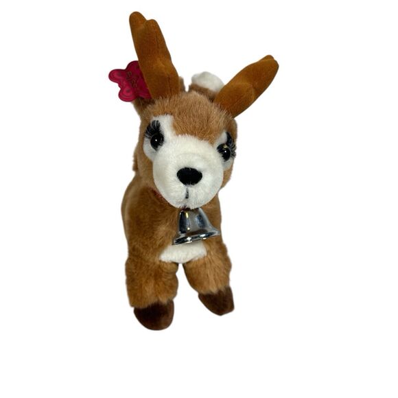 RUSS Vintage STARLIGHT Christmas Plush Girl Reindeer Eyelashes Bell Stuffed - Picture 2 of 7